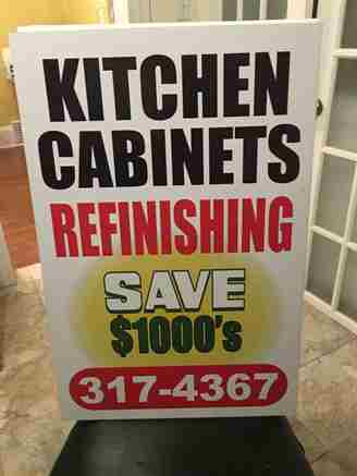 Kitchen Cabinets Refinishing Sign